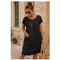 Robe midi en lin à poches