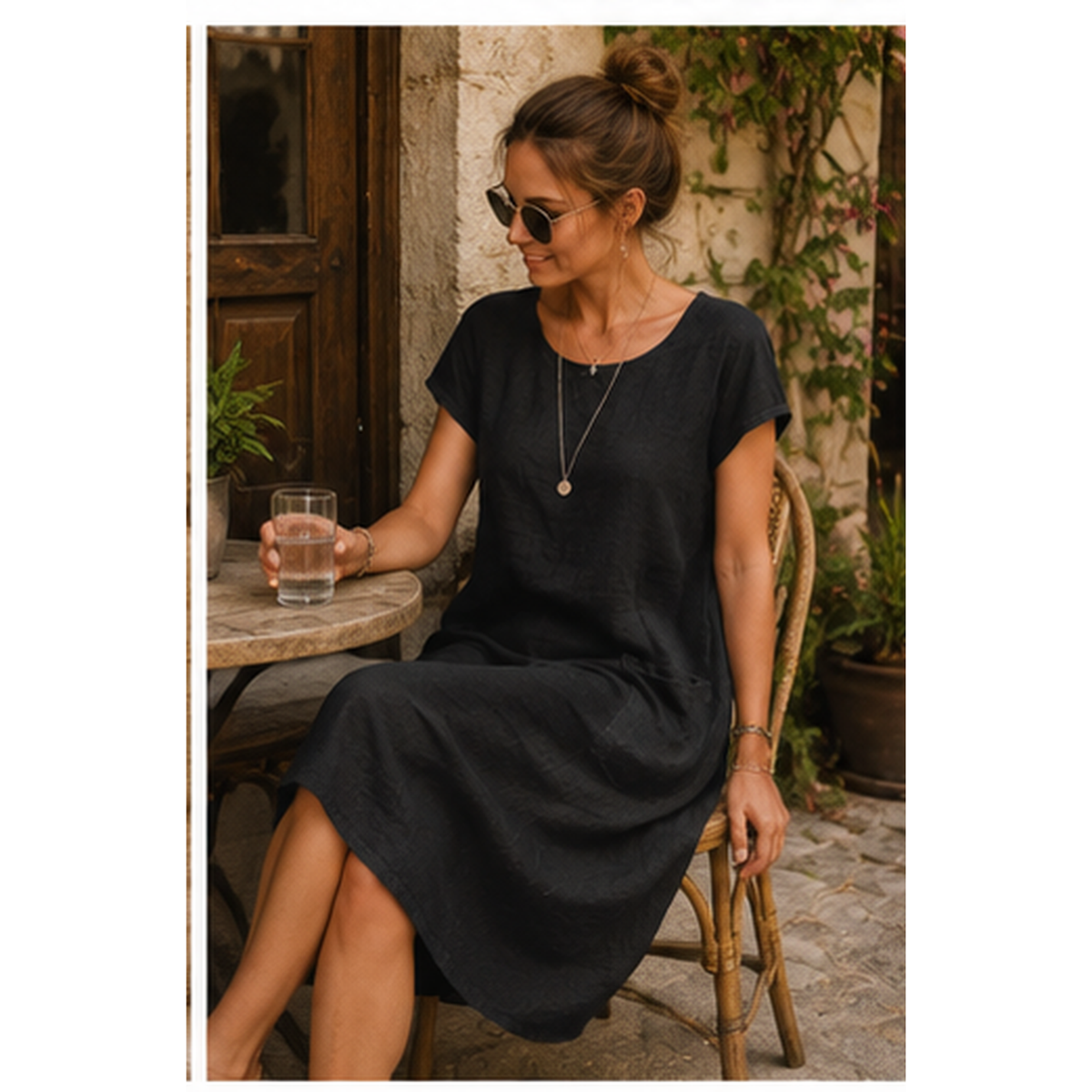 Robe midi en lin à poches