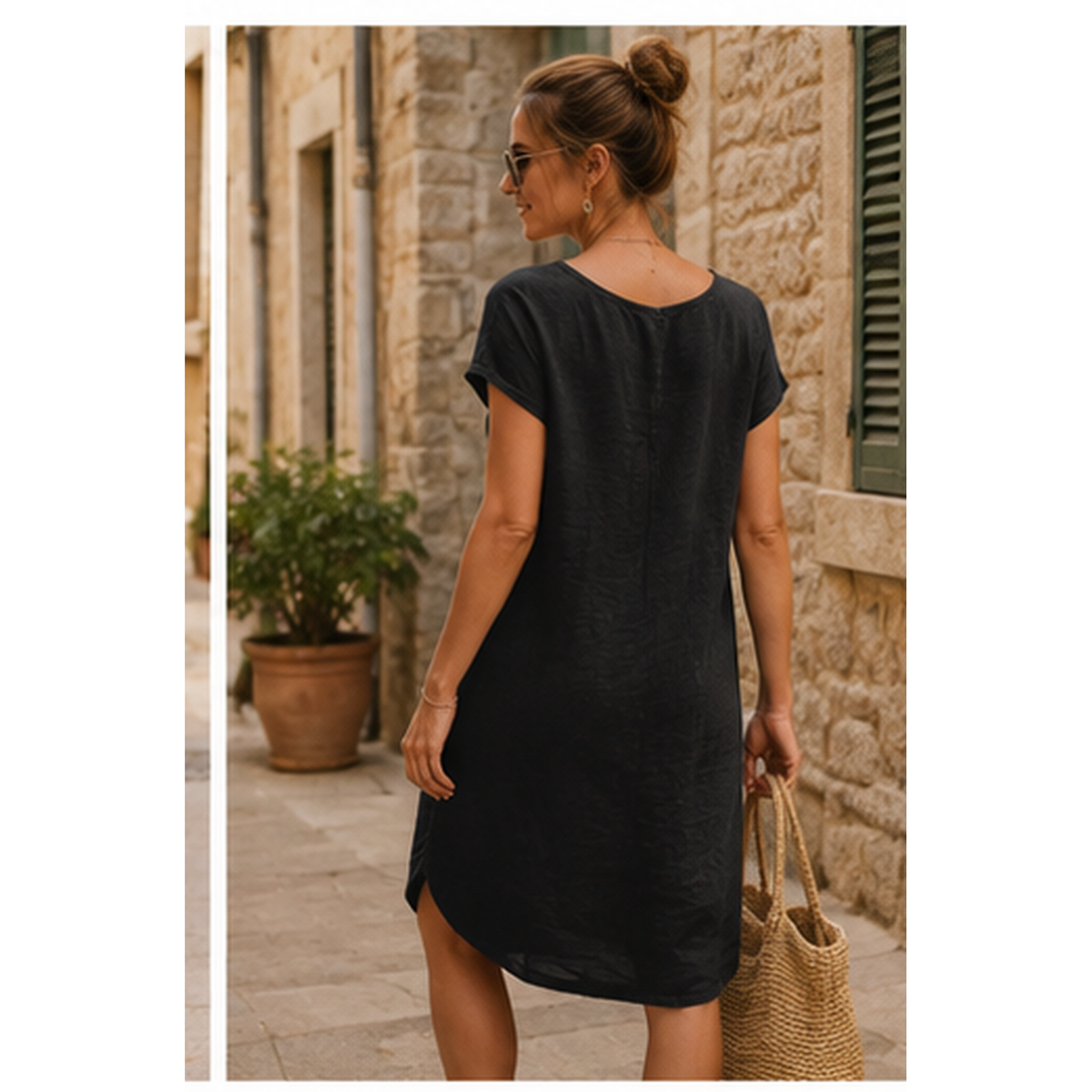 Robe midi en lin à poches