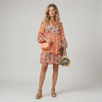 Mini-robe à manches évasées et imprimé