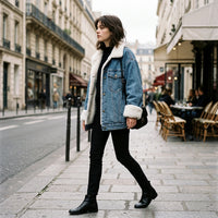 Veste en jean oversize doublée façon mouton