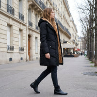Manteau matelassé long à capuche