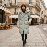 Manteau matelassé long à capuche