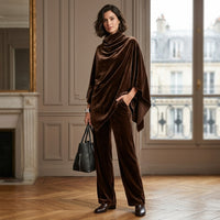 Ensemble deux pièces à jambes larges et effet drapé