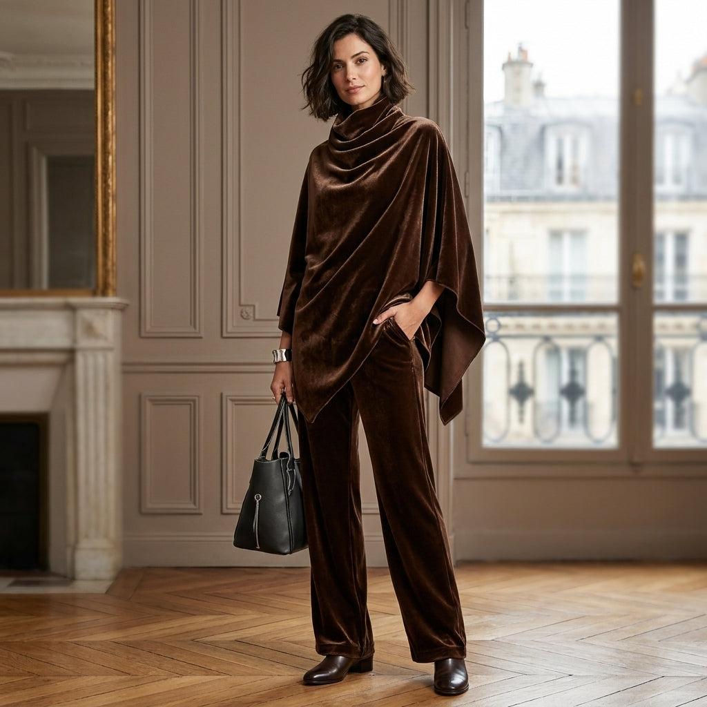 Ensemble deux pièces à jambes larges et effet drapé