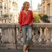 Blouse boutonnée à manches 3/4