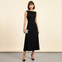 Robe midi drapée et plissée
