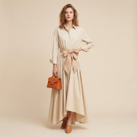 Robe chemise longue trapèze avec ceinture