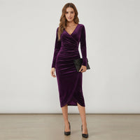 Robe midi portefeuille drapée Aisling