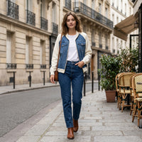 Veste en jean à capuche doublée de polaire