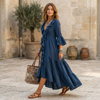 Robe midi bohème à volants