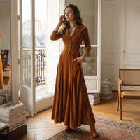 Robe midi trapèze boutonnée