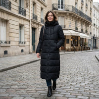 Manteau matelassé long à capuche