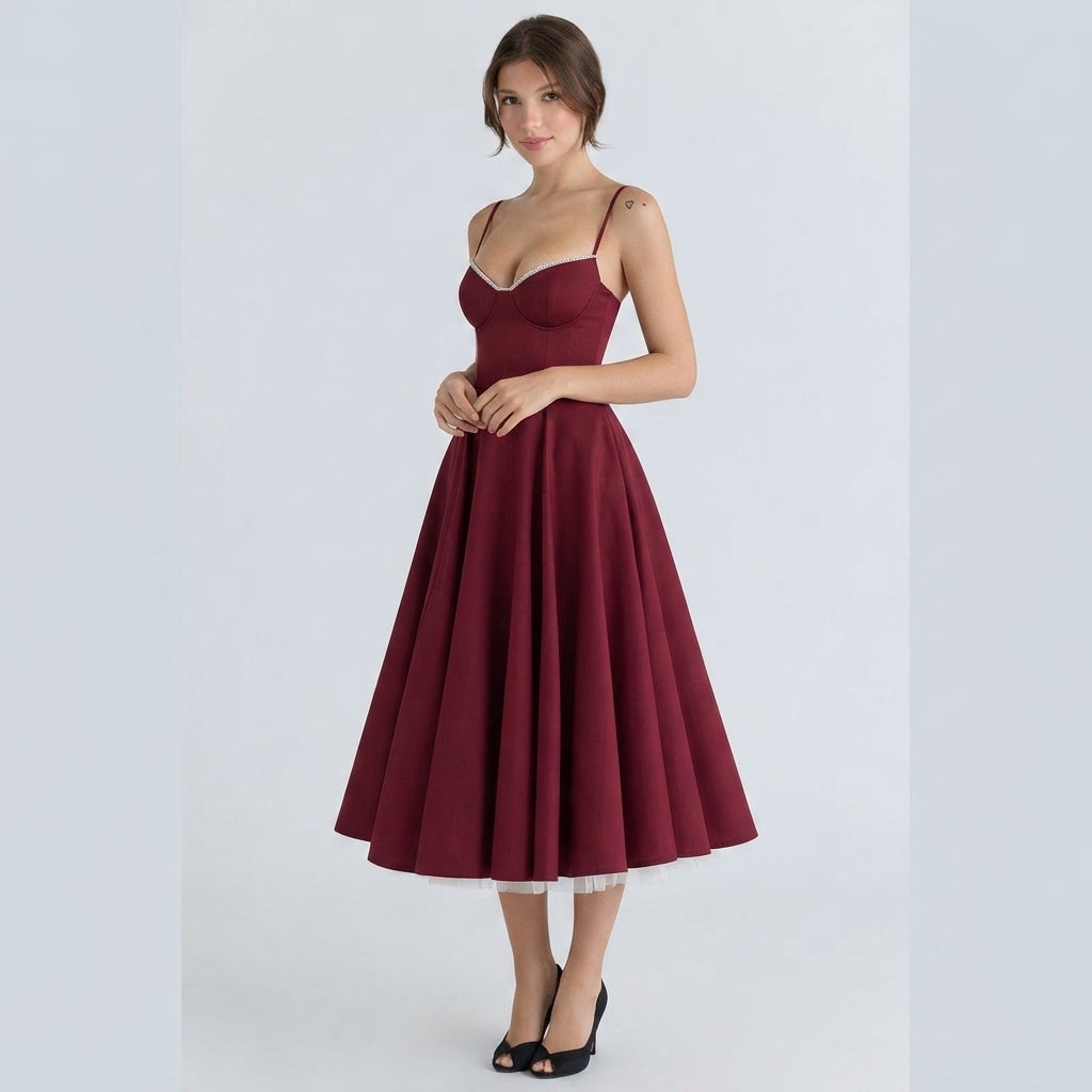 Robe midi en tulle corset à décolleté cœur