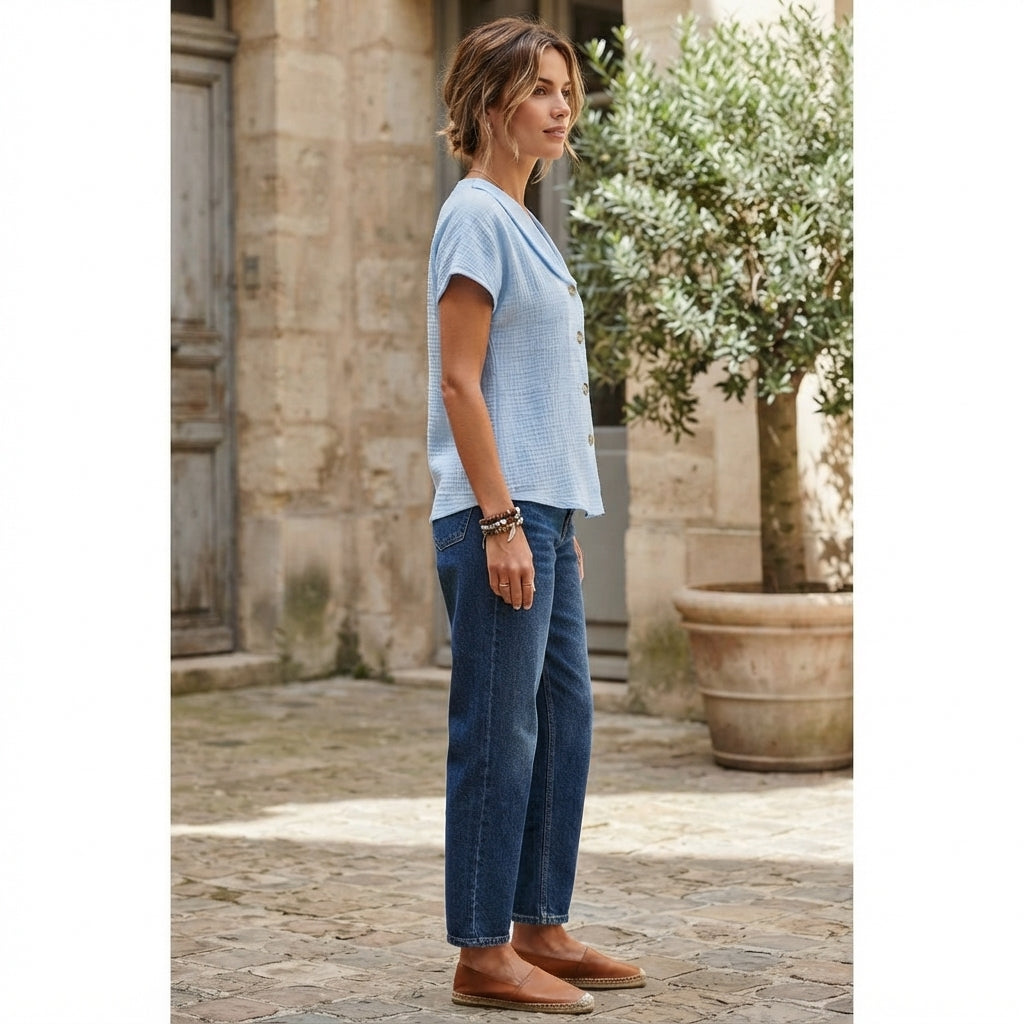 Blouse élégante à revers boutonnés