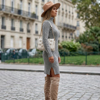 Robe-pull à col roulé en maille torsadée