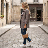 Manteau à carreaux élégant Fleur