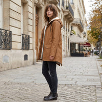 Parka d'hiver longue doublée en polaire