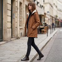 Parka d'hiver longue doublée en polaire