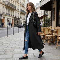 Trench-coat long en mélange de coton