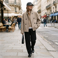 Veste oversize à col montant et boutonnée