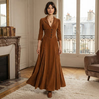 Robe midi trapèze boutonnée