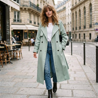 Trench-coat long en mélange de coton