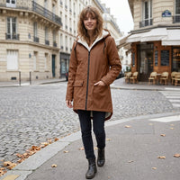 Parka d'hiver longue doublée en polaire