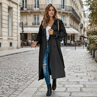 Trench-coat long en mélange de coton