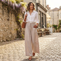 Pantalon Linéa en coton et lin