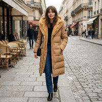 Manteau matelassé long à capuche