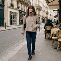 Manteau en mélange de laine à col montant