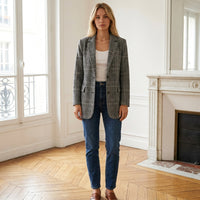 Manteau à carreaux élégant Fleur