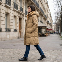 Manteau matelassé long à capuche