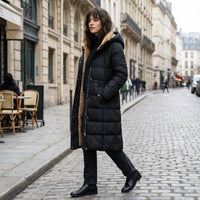 Manteau matelassé long à capuche