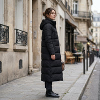 Manteau matelassé long à capuche
