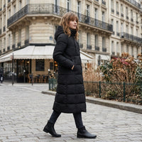 Manteau matelassé long à capuche