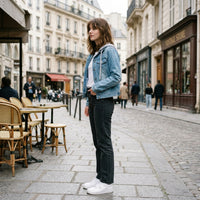 Veste en jean à capuche doublée de sherpa