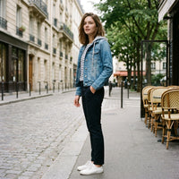 Veste en jean à capuche doublée de sherpa