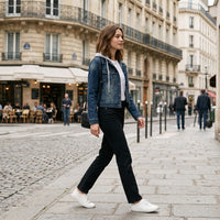 Veste en jean à capuche doublée de sherpa