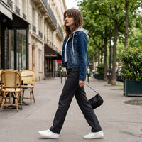 Veste en jean à capuche doublée de sherpa