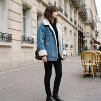 Veste en jean oversize doublée façon mouton