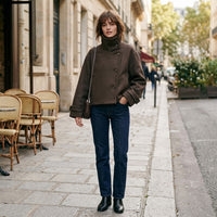 Manteau en mélange de laine à col montant