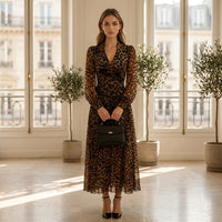 Robe longue portefeuille Mila motif léopard