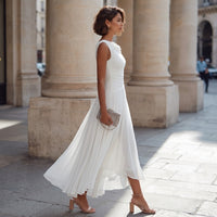 Robe midi drapée et plissée
