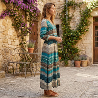 Robe longue bohème boutonnée à l'avant