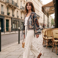 Veste courte bohème à motifs floraux