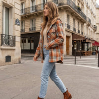 Veste à carreaux à capuche doublée de sherpa