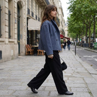 Veste oversize à col montant et boutonnée