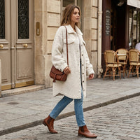 Manteau long oversize en sherpa